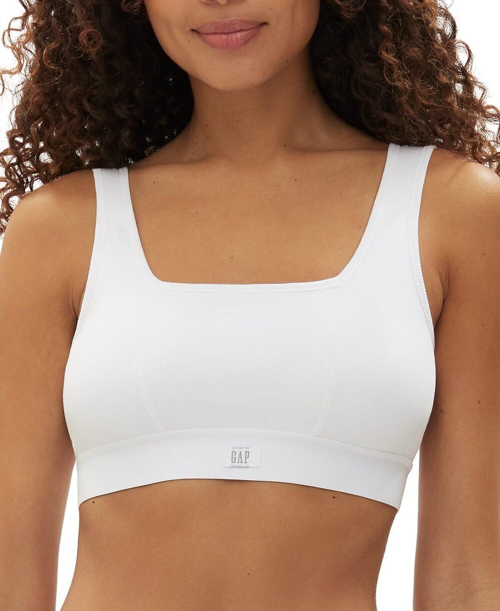 NWT GAP Womens Logo Comfort Square-Neck Optic White M
